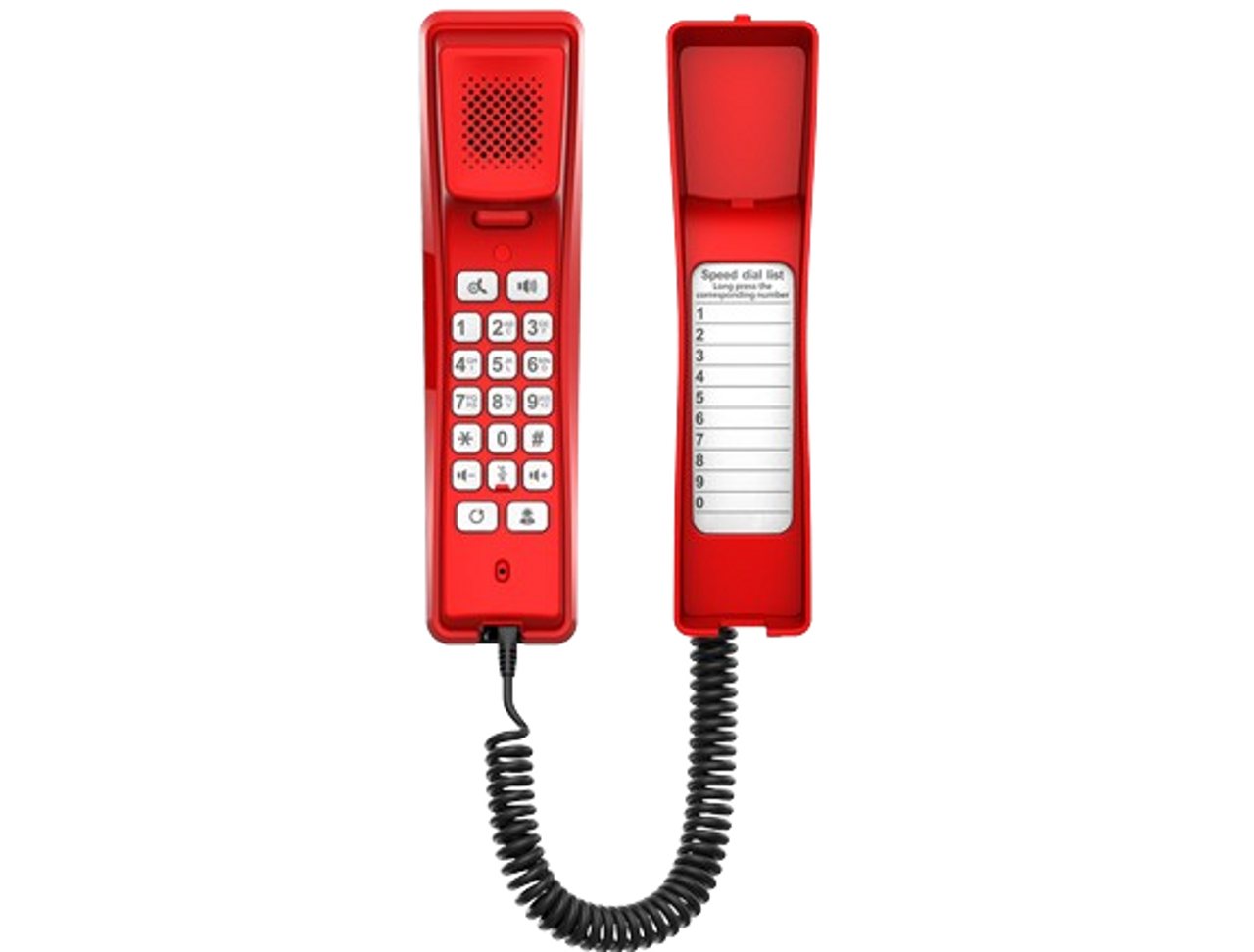 Fanvil - Hotel Phone, 2 SIP lines, 10SIP Dial Keys, 1 Programmable Key, POE, RED case